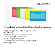 Map plastik kancing folio/f4 /map kancing punggung
